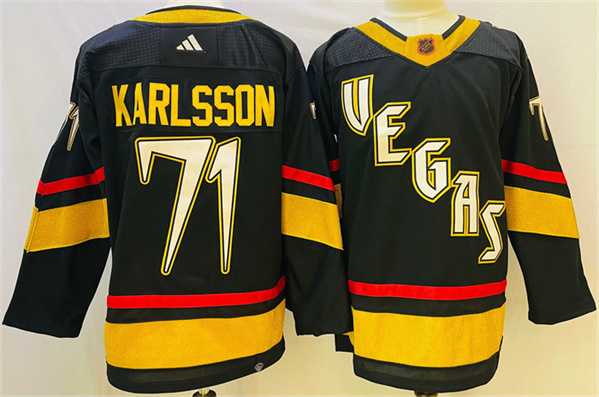 Men%27s Vegas Golden Knights #71 William Karlsson Black 2022-23 Reverse Retro Stitched Jersey